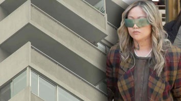 Concrete balconies outside of a building / Bryana Bongolan leaving court